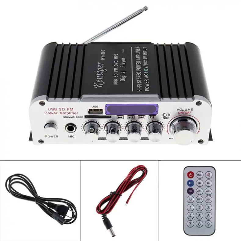 12V 2CH Hi-Fi Bluetooth Автомобильный Мощность усилитель FM Радио стерео аудио плеера Поддержка SD USB MP3 DVD Вход для Авто Мото