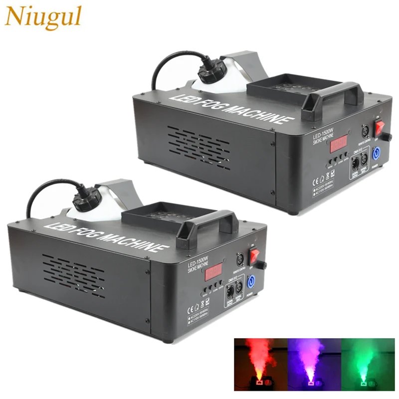 2pcs/lot 1500W Mist Haze Machine/Fog Machine With RGB LED Lights/DMX512 Vertical Smoke Machine For DJ Bar Show/Stage LED Fogger