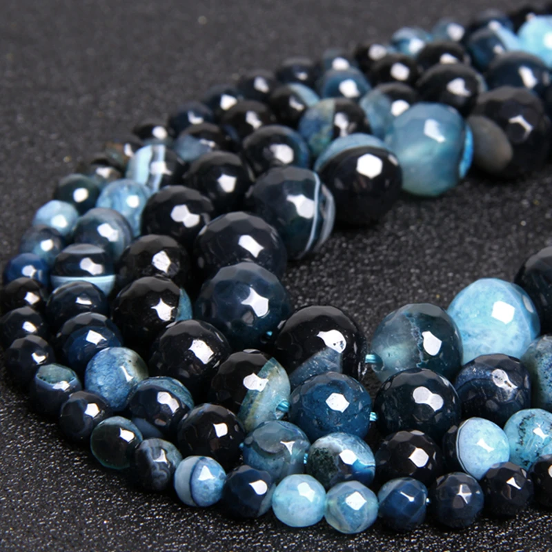 Натуральные черные граненые Гладкие бусины россыпью из агата изготовление