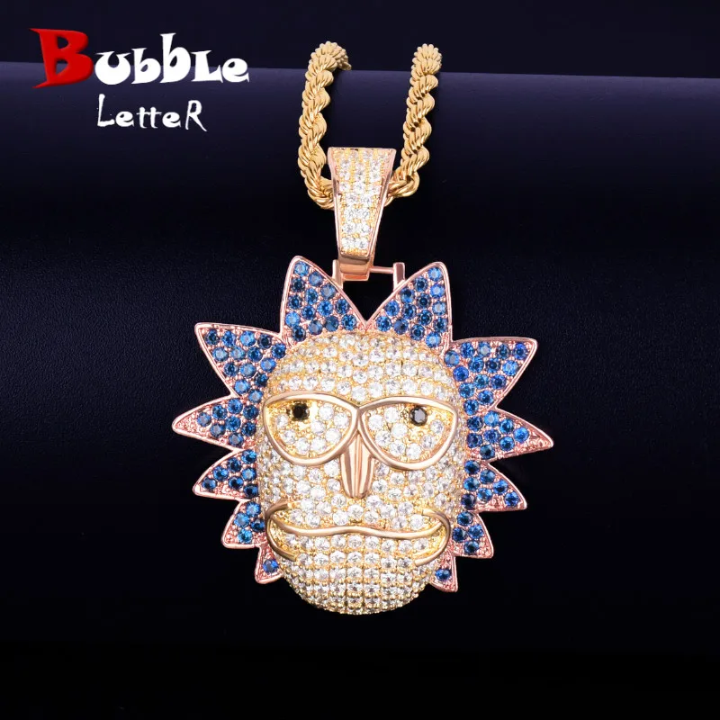 Мужская подвеска в виде мультяшного персонажа сверкающее ожерелье с кубическим