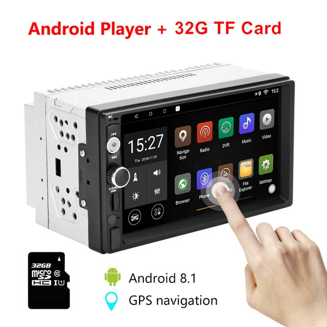 with 32G Card JMCQ " 1080 P Автомобильный Радио DVD GPS MP5 плеер цифровой сенсорный экран мультимедийный плеер 2 Din Авторадио RDS FM/AM навигация - Цвет: with 32G Card