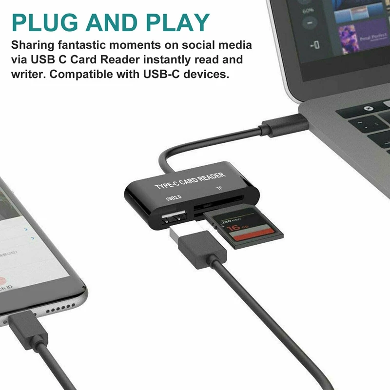 3 в 1 устройство для чтения карт памяти Type C USB на 2 0 Micro-SD TF OTG хаб адаптер конвертер