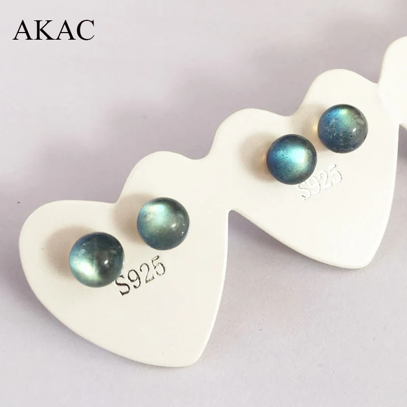 2 пар/компл. Akác approx5 6mm натуральный Лабрадорит для женщин простой дизайн сережки