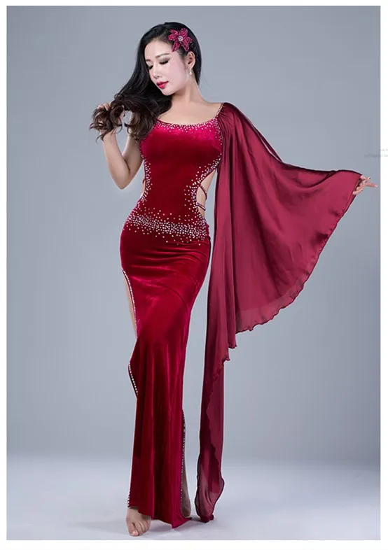 Костюм для восточных танцев Bellydance костюм живота со стразами и вышивкой комплект