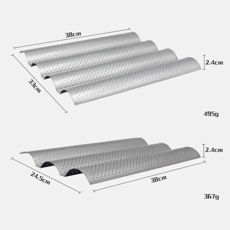 

4 Groove Pan Baking Tools for Cakes Cake Mold 2 Groove Wave Carbon Steel French Bread Baking Tray for Baguette Bake Mold