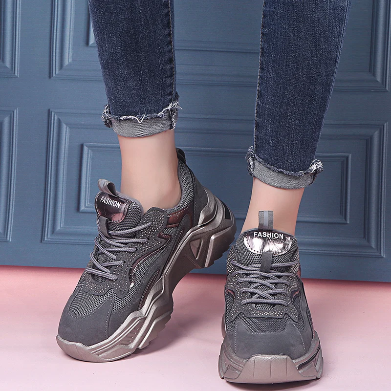 2020 Черные Серые кроссовки женская повседневная обувь на платформе сезон