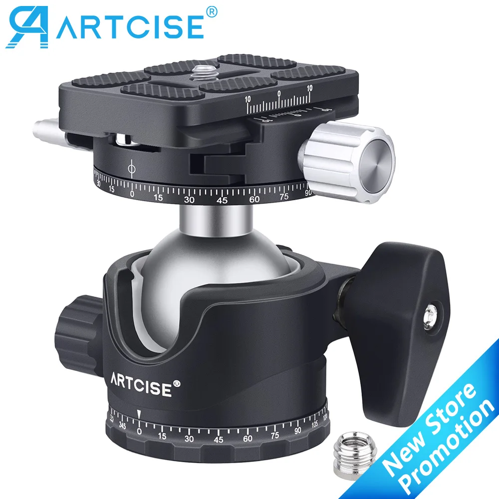 Cabeça do Tripé Bola de Vídeo Ballhead para Câmera Dupla Panorama Profissional Cabeça Montagem Perfil Baixo Placa Liberação Rápida Dslr Eb36r 720 °