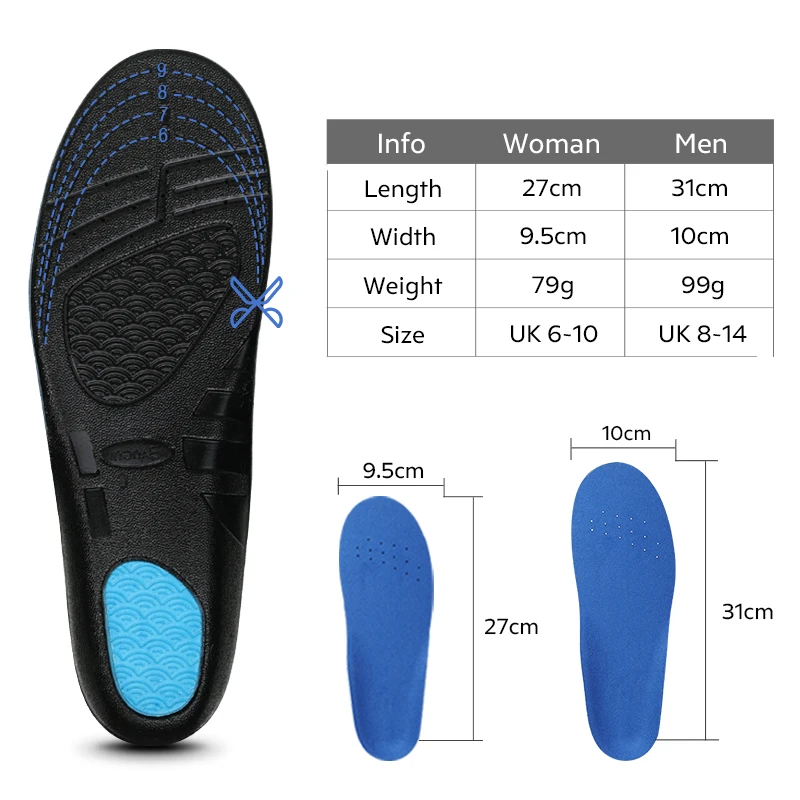 BANGNI Work Insole Plantar Fasciitis Knee Shoe Pads Relax Soft Elastic Sole Comfort Gel Advanced Inserts Care For Feet Men Women