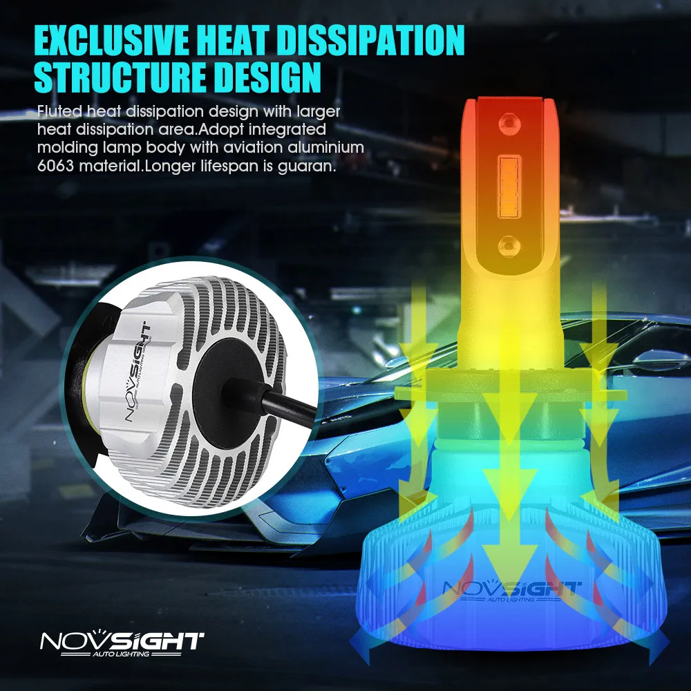 NOVSIGHT H7 светодиодные лампы H4 диодные для авто H1 H8 H11 комплект фар 9005 HB3 9006 HB4 Авто 12V
