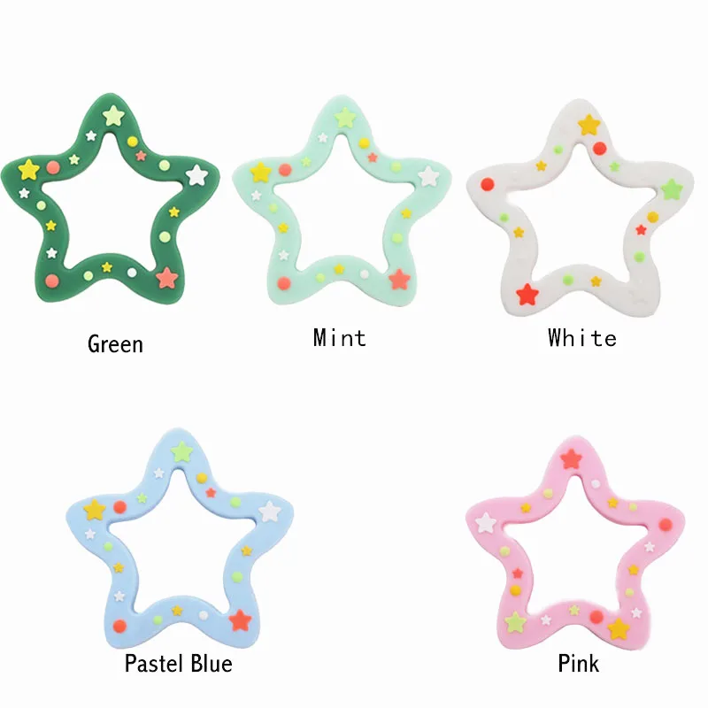 Chenkai-mordedores de estrella de silicona para beb&eacute;, chupete de dibujos animados de grado alimenticio, dentici&oacute;n para beb&eacute;, accesorios de enfermer&iacute;a y regalos, sin BPA, 5 uds.-4