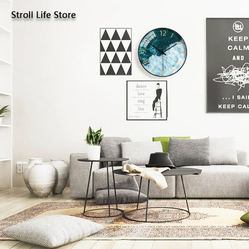 Large Moedrn Wall Clock Gold Silent Living Room Creative Sea Art Quartz Kitchen Clocks Watch Home Decor Gift FZ827 | Дом и сад