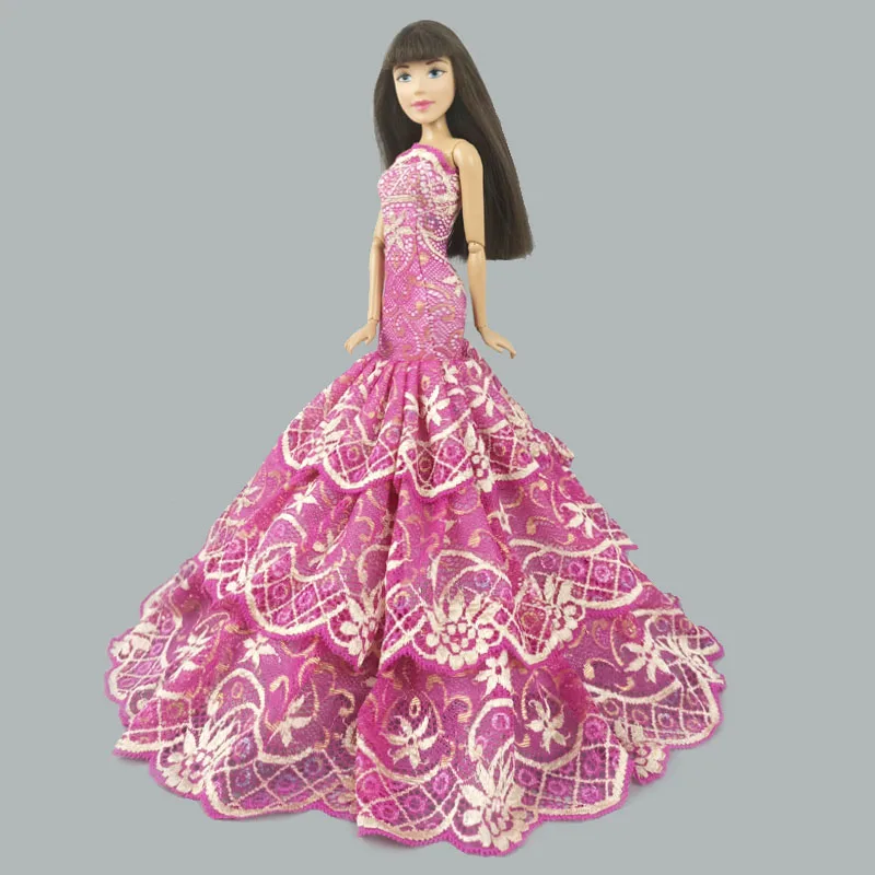 

Pink Elegant Party Gown Dress Vestidos Outfits Clothes for Barbie Doll Clothes for Barbie Doll 1/6 BJD Doll Costume DIY Toy Kids