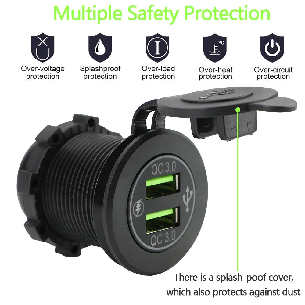 YOSOLO Dual USB Зарядное устройство автомобиля 12V Запчасти QC 3 0 Быстрый быстрой зарядки