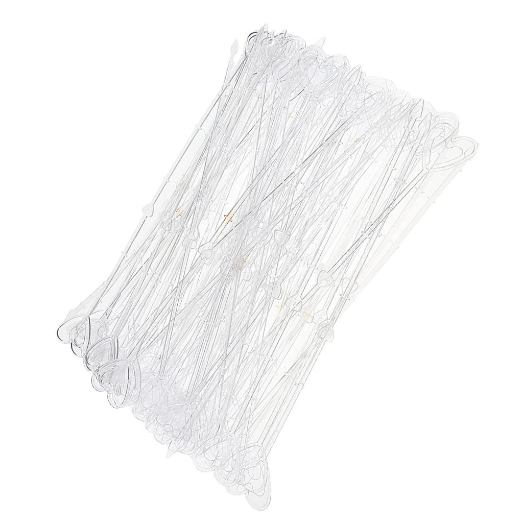 

80 Pieces 13 inch Heart Head Straight Clear Plastic Card Holder Floral Pick Party DIY Craft Supplies