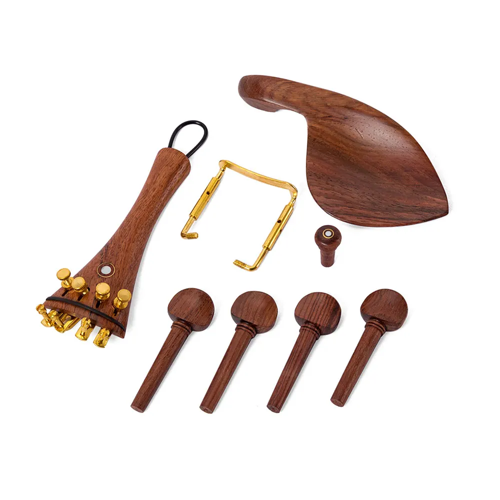 

Red Solid Wood Violin Parts Set Pegs Fine Tuners Tailpiece Chin Rest Chin Rest Clamp End Pin Tail Gut 13in1 for 4/4 Full Size