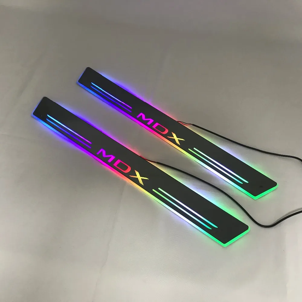 RQXR led движущиеся двери потертости для acura mdx динамический порог пластина плоская подкладка накладки rgb плавный свет, 2 шт