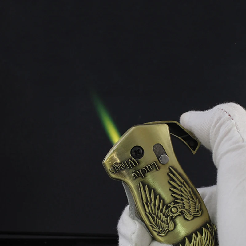 Струйная зажигалка ветрозащитная Зажигалка в форме головы орла с зеленым