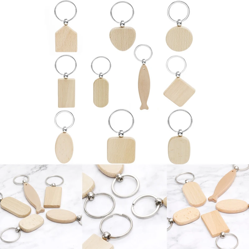5/10 шт. пустой деревянный брелок круглый прямоугольный DIY рекламный ярлык