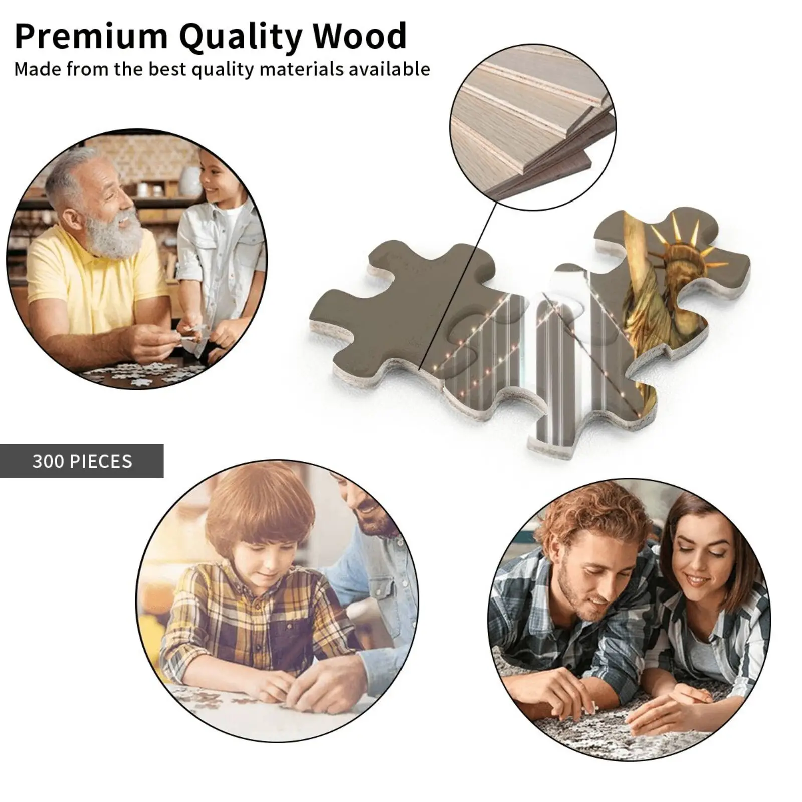 

DIY puzzle 300 piece puzzle game Statue of Liberty Tower Sydney Opera House Big Ben Tokyo Tower Custom wooden children's puzzle