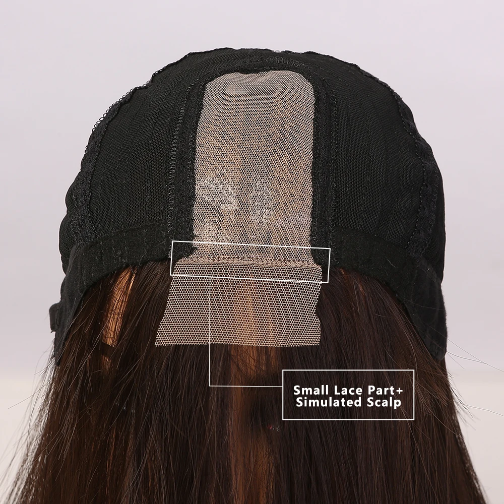 

EASIHAIR Super Long Dark Brown Hairline Part Lace Front Wigs for Women Wavy Synthetic Natural Hair Wig Heat Resistant Wigs