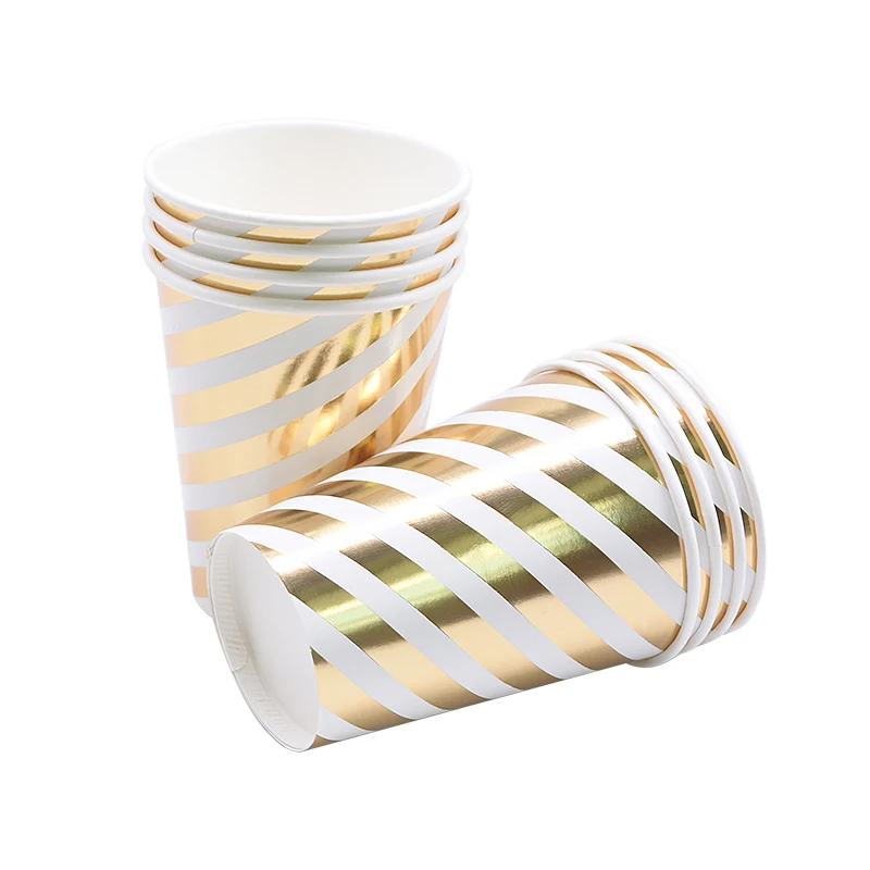 8pcs cups B 1 комплект золотые вечерние одноразовые столовые приборы бумажные карнавальные чашки пластины соломинки для свадебной вечеринки декор для дня рождения Детские принадлежности для душа - Цвет: 8pcs cups B