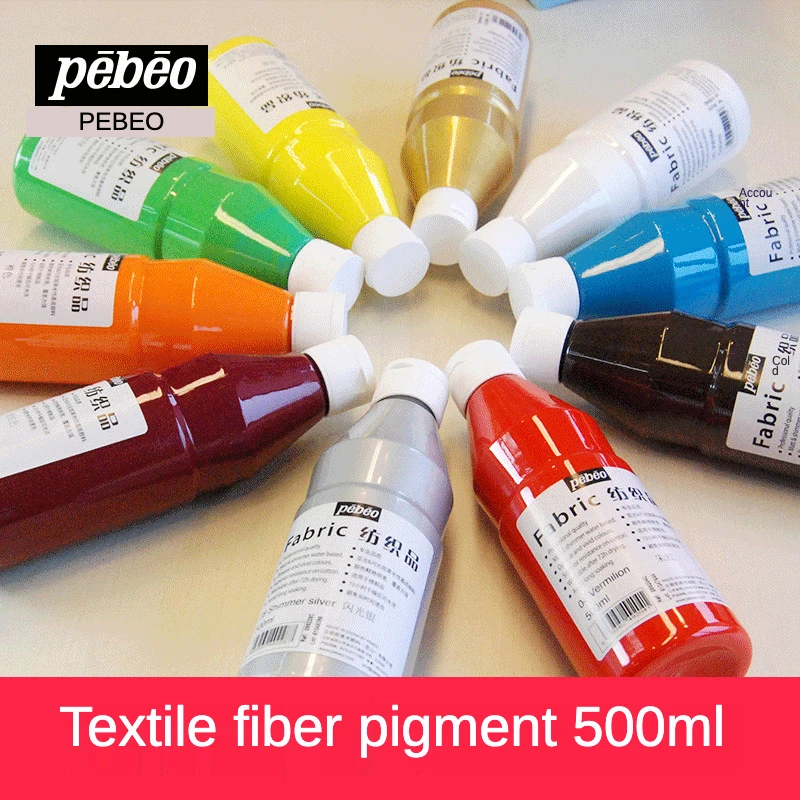Pebeo 500ML Fabric Paints Textile Pigments Hand-painted Clothes Shoes Colors Waterproof and Non-caking After Drying Art Supplies