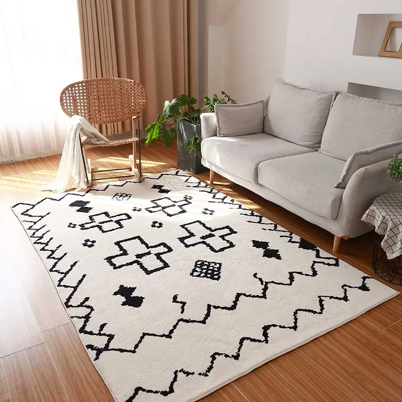 

Morocco Style Rugs And Carpets For Living Room Simple Black White Bedroom Carpet Soft Sofa Shaggy Nordic Home Coffee Mat Table