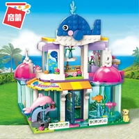 qman 2012 friends series house castle blue whale aquarium set dolls educational building blocks toys for girls diy gifts 487pcs