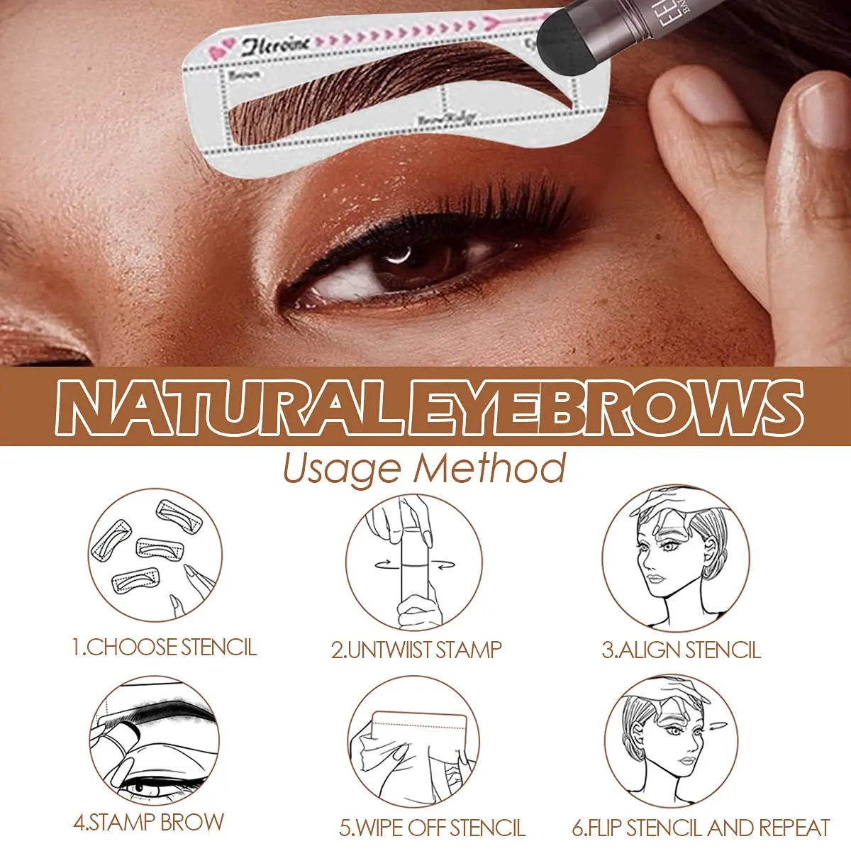 Eyebrow Shaping Kit Stamp Pencil and 5 Pairs Brow Stencils Pen Cosmetics Waterproof Natural Color Eye Makeup Tools | Красота и