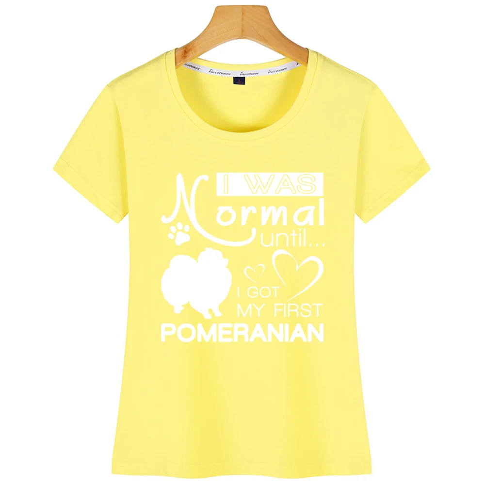 Yellow Топы Футболка женская Померанская юморная белая футболка с принтом - Color: Yellow