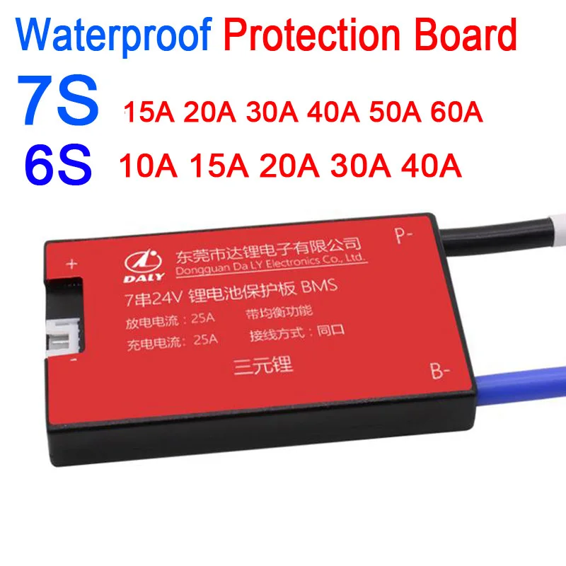 Защитная плата для литий ионных батарей 7S 6S 24V 10A 60A 18650 Lipo BMS balance 15A 20A 30A 40A