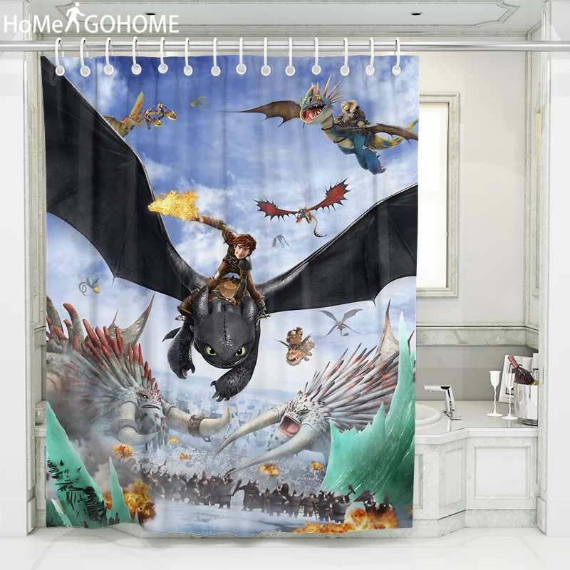 Детская занавеска для душа 3D Водонепроницаемая с мультяшным рисунком