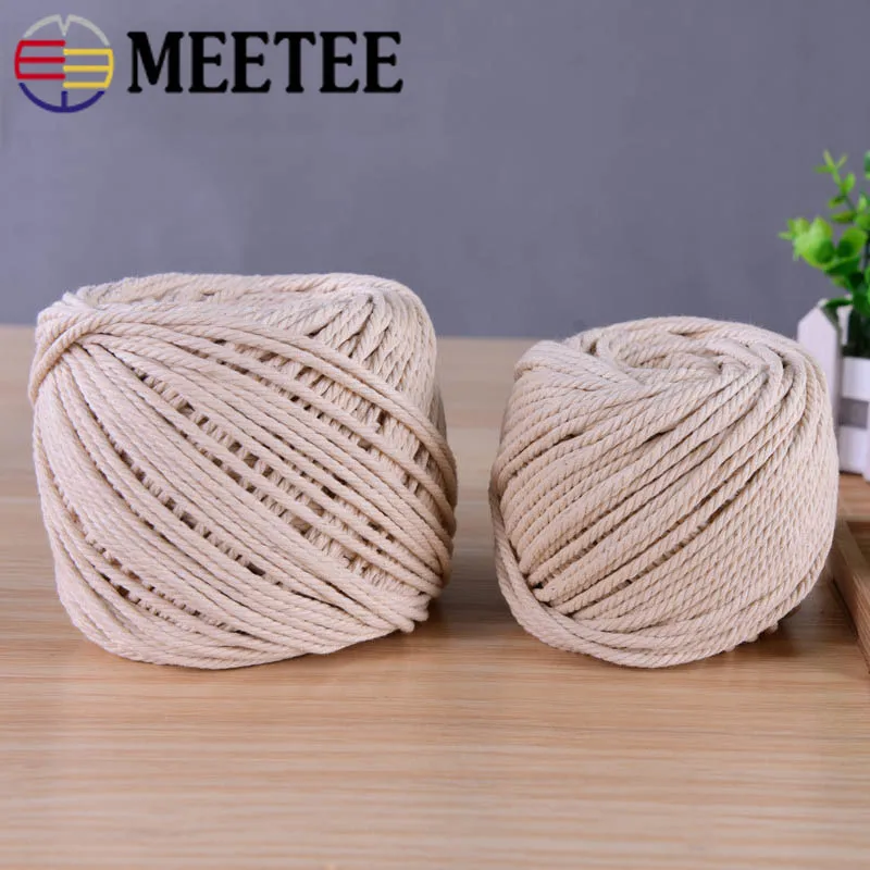 Meetee 1-5 мм натуральный бежевый хлопковый витой шнур макраме, веревочка для рукоделия, ручная работа, шнурок для гобеленов, шнур, текстильный Декор для дома