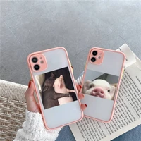 cute little pink pet pig phone case for iphone 13 12 11 mini pro xr xs max 7 8 plus x matte transparent pink back cover