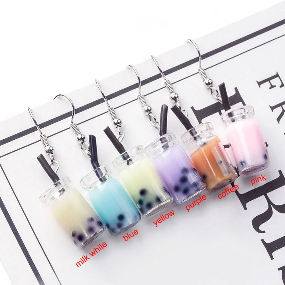 Милые Креативные полимерные серьги в виде бутылки с фруктами и напитками Желтая