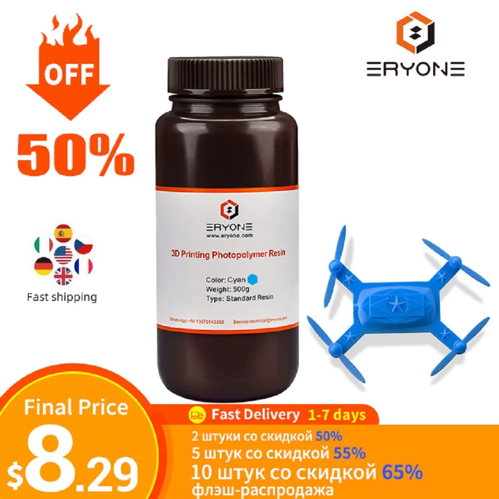 

ERYONE Promotion 3D Printer Resin Photopolymer 405nm UV Resin Super Low Odor General LCD UV-Curing Resin 500G Fast Shipping