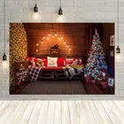 Рождественский фон Avezano для фотографии зимняя деревянная стена ярсветильник свет кровать семейный портрет декорация для фотостудии