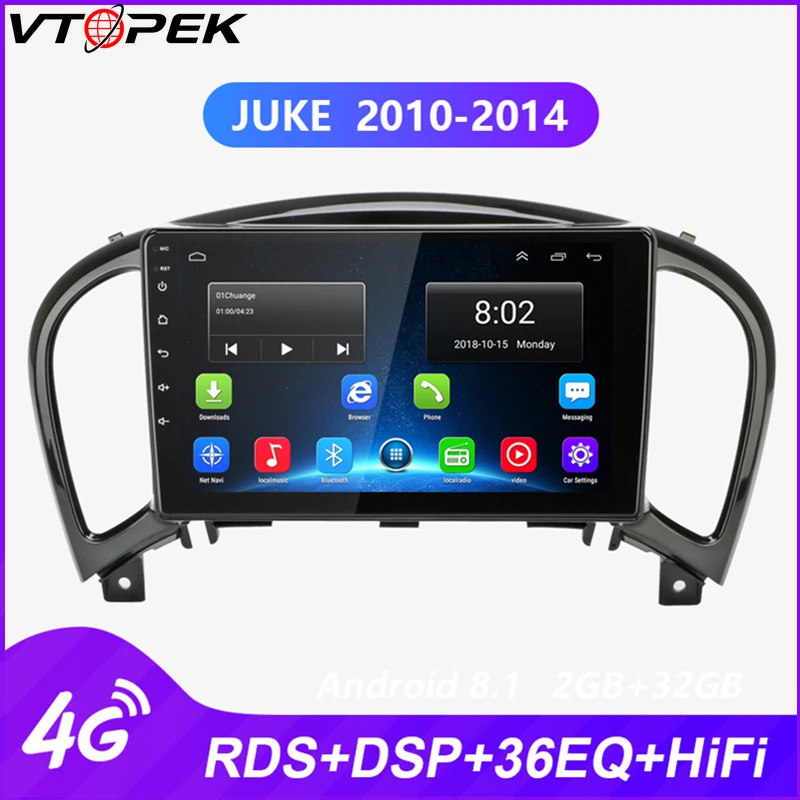 Vtopek автомобильный Радио Мультимедиа Видео плеер Android для Nissan Juke YF15 2010- сенсорный экран 4 г сеть wifi gps навигация RDS DSP