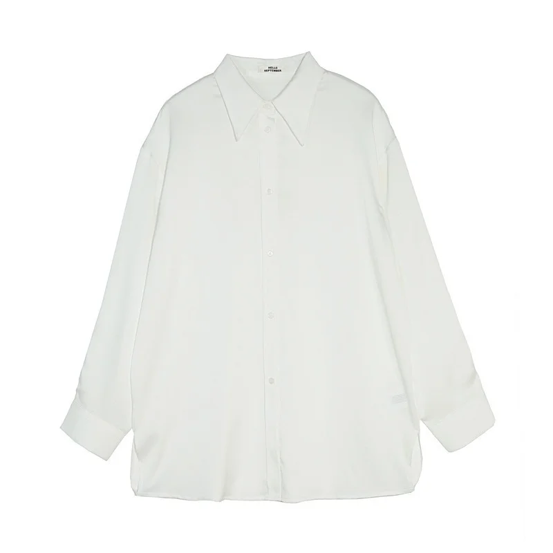 

Casual Fashion Solid Long Sleeve Turn Down Collar Women's Blouses Spring 2021 Simple Fashion Soft All Match Femme Blusas