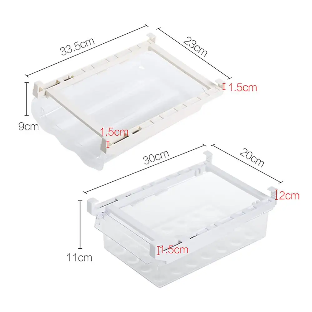 

Slide Kitchen Fridge Storage Box Pull-out Drawer Food Crisper Plastic Rectangle Egg Vegetable Fruit Containers