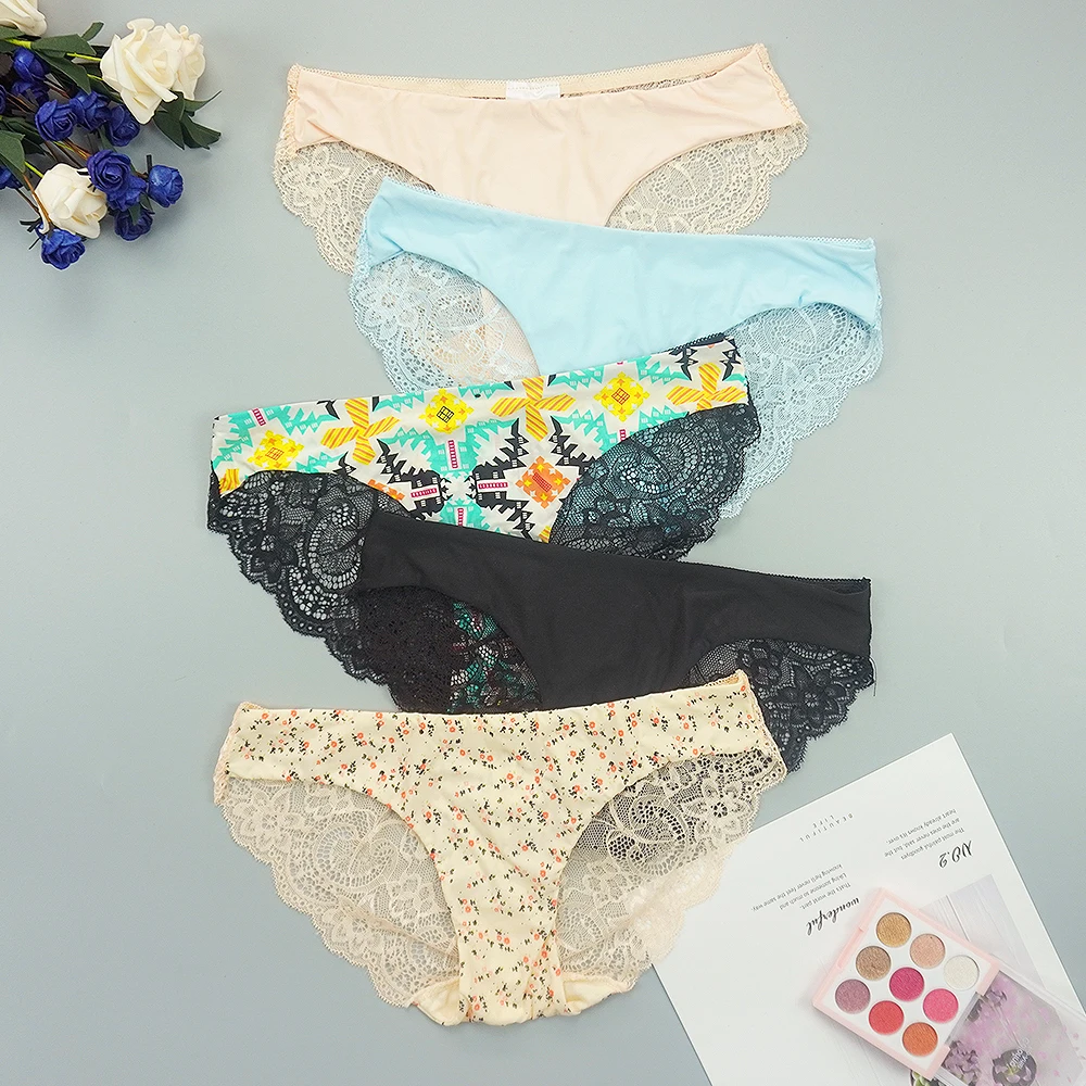 Трусы Бесшовные трусы Для женщин сексуальное кружевное нижнее белье прозрачные