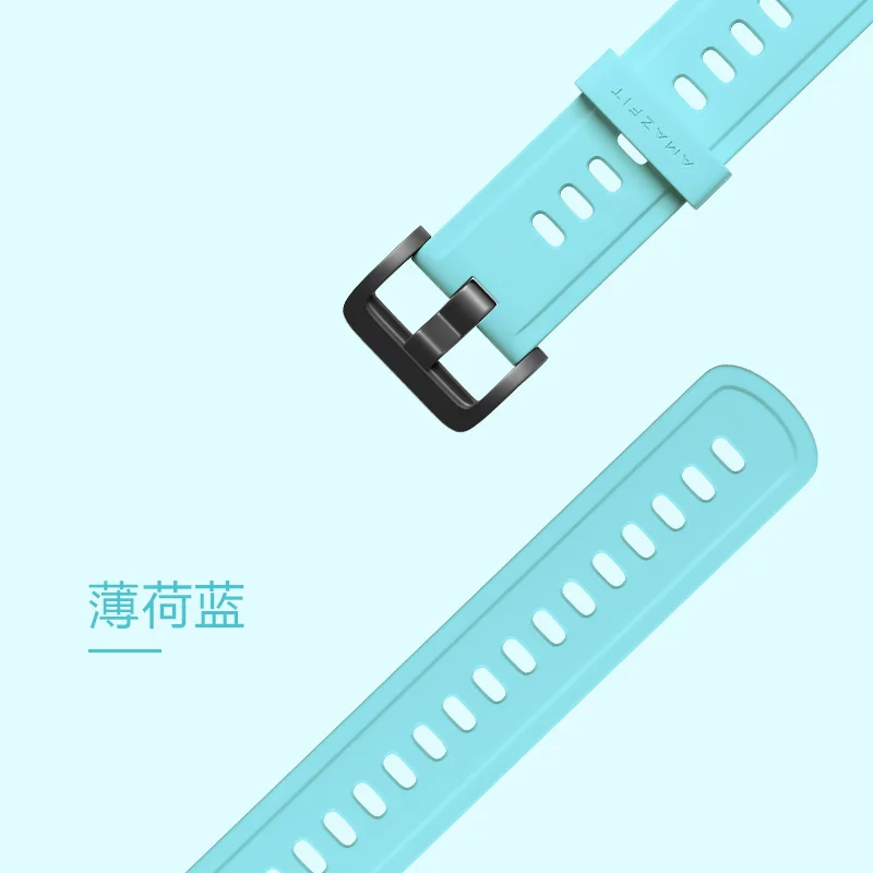 Mint Blue Ремешок для часов Силиконовый цветной браслет для Xiaomi Huami Amazfit GTR(47 мм и 42 мм) умные спортивные часы 2 2S& Bip Lite - Цвет: Mint Blue