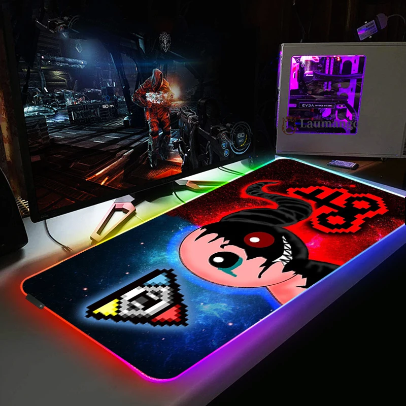 

Backlight Gaming Mouse Pad Anime Keyboard Game Binding of Isaac Gamer Complete Rgb Mousepads Keyboard for Table Computer