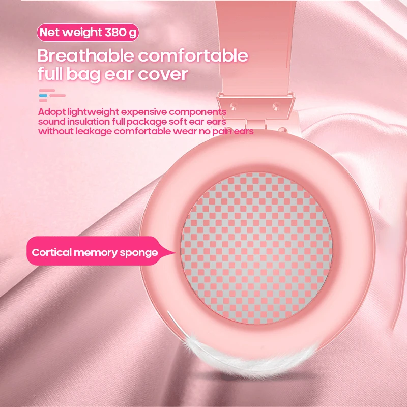 Проводные розовые Игровые наушники с эффектом объемного звучания микрофоном и