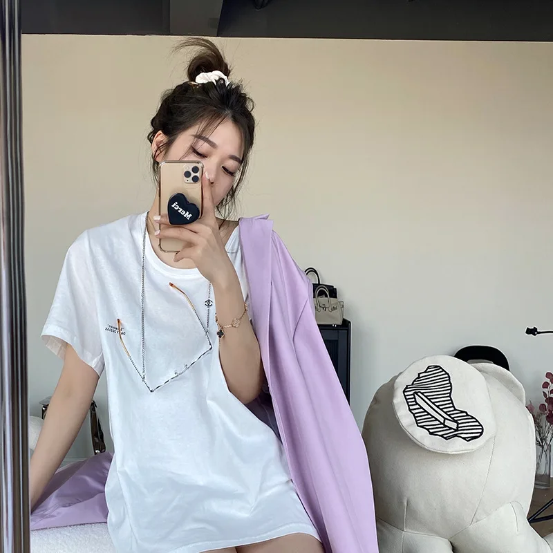 

2021 Summer New Women's 4-Color Short-Sleeved T-shirt Korean Loose Crew Neck Top