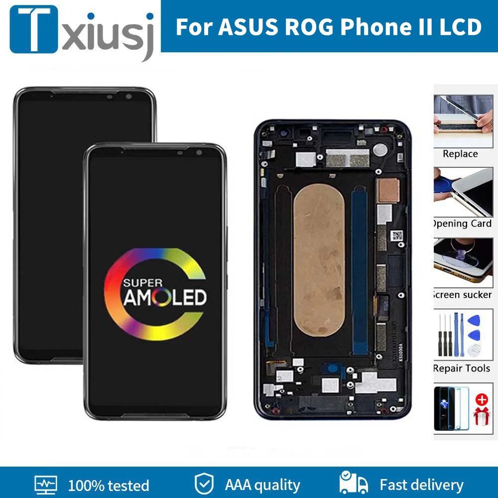

AMOLED Original For ASUS ROG Phone II ZS660KL LCD Display Touch Screen Digitizer Assembly For ROG Phone2 ZS660KL LCD