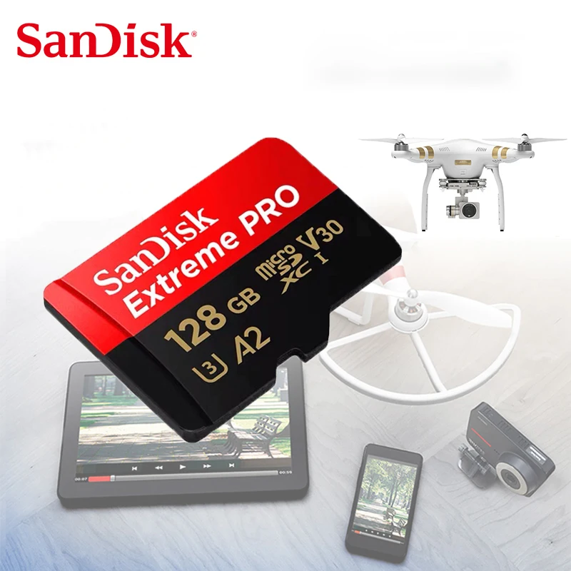 SanDisk Memory Card Extreme Pro Micro SD Card 64GB 128GB 256GB microSDXC U3 V30 A2 memory Card Up To 170MB/s for Camera Drone
