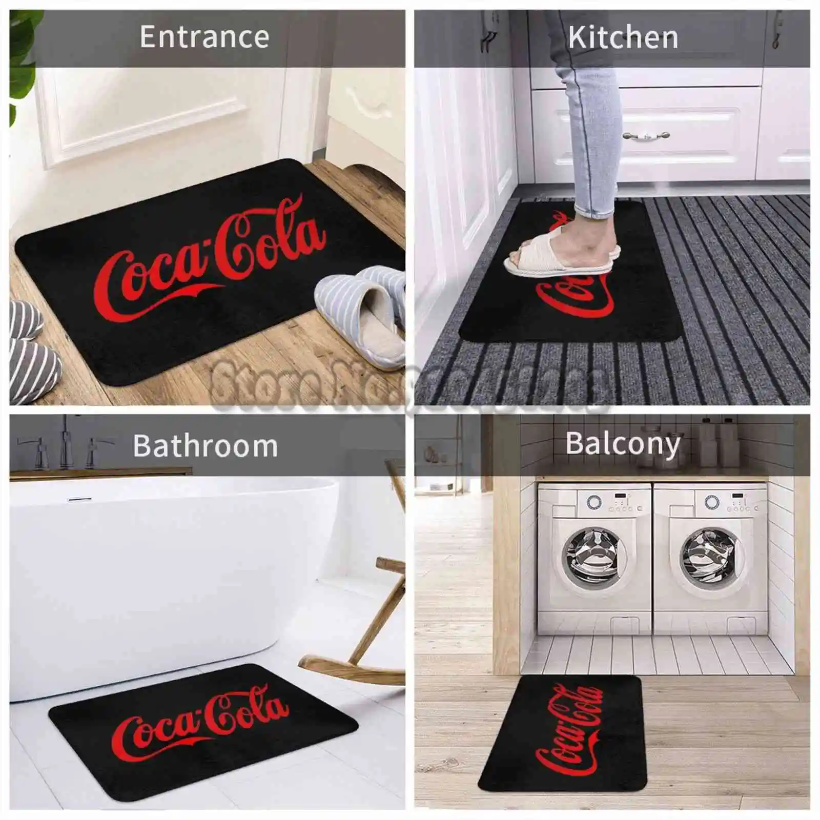 Входной коврик для пола с напольной подушкой Always In Every Moment Non-Slip Rug Coca Cola Soda Drink Coca Logo.