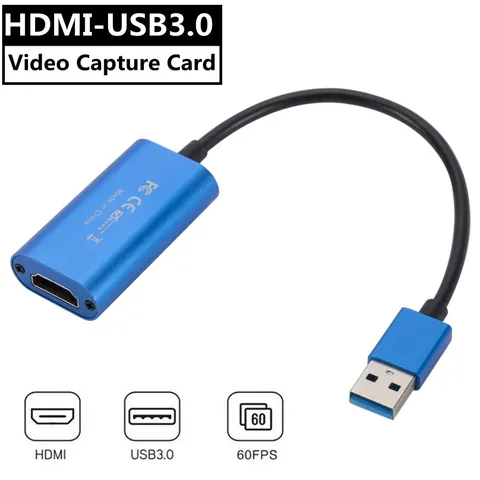 Карта видеозахвата 4K, USB 3,0, HDMI, записывающее устройство, записывающая коробка для PS4, игр, DVD, видеокамер, записывающих прямую трансляцию