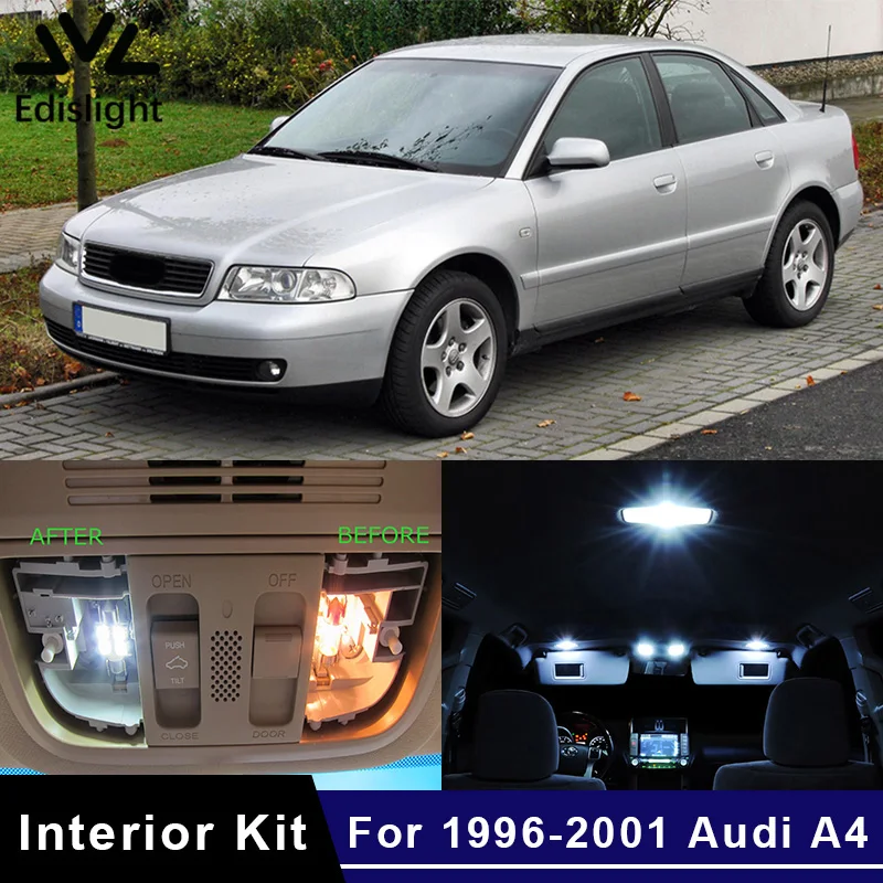 

Edis светильник 17 шт. белый голубой лед светодиодные лампы Canbus автомобильные лампочки интерьер посылка комплект для 1996-2001 Audi A4 B5 Карта Купол п...